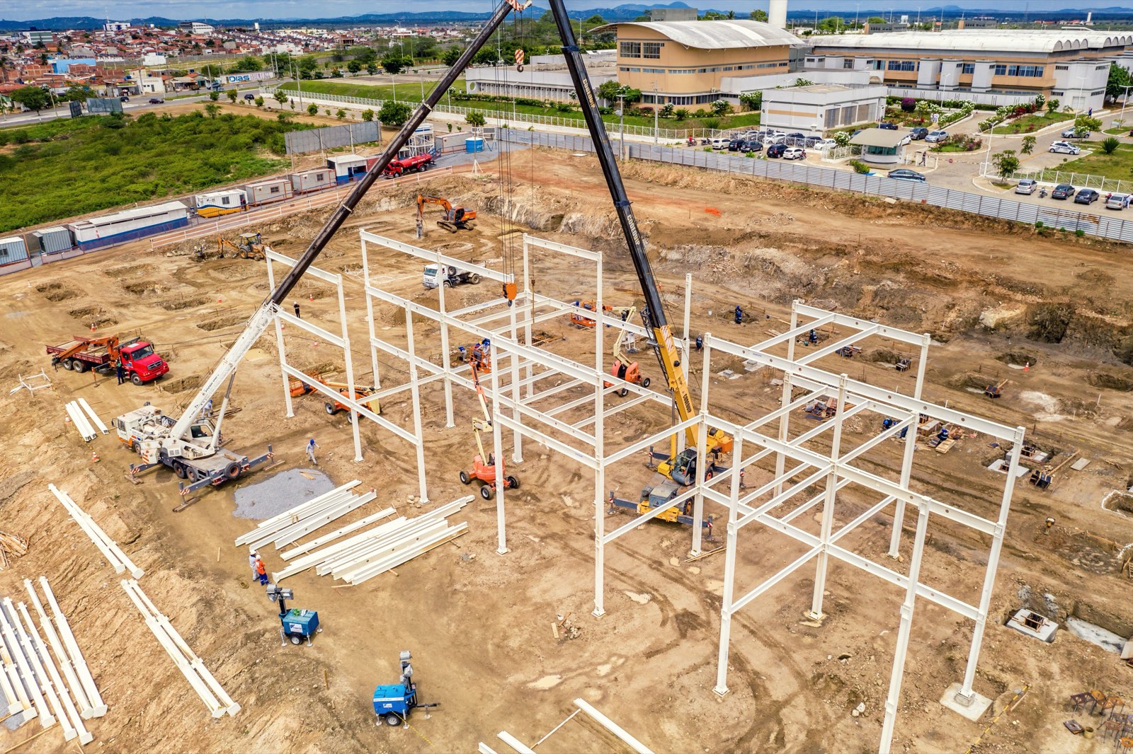 Aerial view of a commercial construction site
