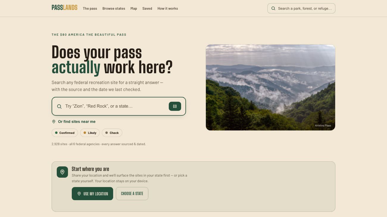 Passlands federal recreation pass lookup